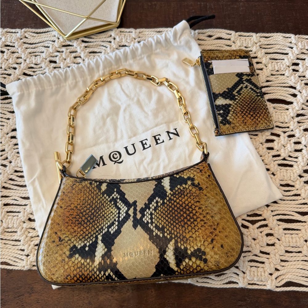 Alexander McQueen Python-Embossed Leather T-Bar M… - image 3